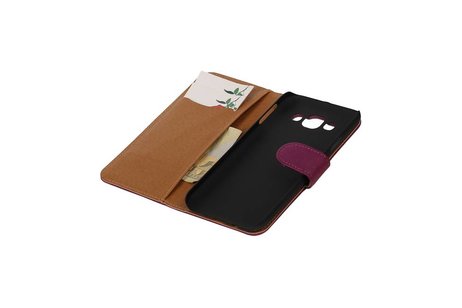 BAOHU Washed Leer Bookstyle Wallet Case Hoesje - Geschikt voor Samsung Galaxy E5 Paars