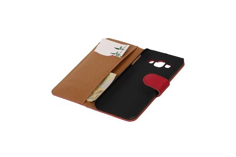 Washed Leer Bookstyle Wallet Case Hoesje - Geschikt voor Samsung Galaxy E5 Roze