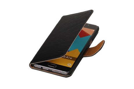 BAOHU Washed Leer Bookstyle Wallet Case Hoesje - Geschikt voor Samsung Galaxy E7 Zwart