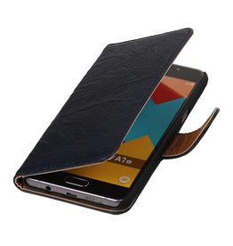 BAOHU Washed Leer Bookstyle Hoesje voor Samsung Galaxy E7 Donker Blauw