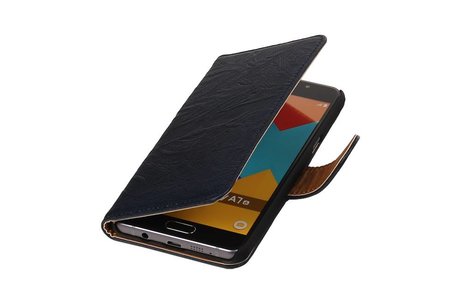BAOHU Washed Leer Bookstyle Wallet Case Hoesje - Geschikt voor Samsung Galaxy E7 Donker Blauw