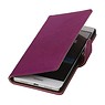 Washed Leer Bookstyle Hoesje voor Huawei Ascend G730 Paars