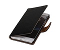 BAOHU Washed Leer Bookstyle Wallet Case Hoesje - Geschikt voor Huawei Ascend G510 Zwart