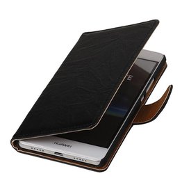 BAOHU Washed Leer Bookstyle Hoesje voor Huawei Ascend G510 Zwart