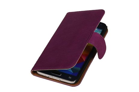 BAOHU Washed Leer Bookstyle Wallet Case Hoesje - Geschikt voor Samsung Galaxy S5 Active G870 Paars