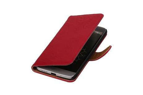 Washed Leer Bookstyle Wallet Case Hoesjes voor LG L70 Roze