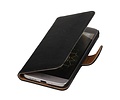 Washed Leer Bookstyle Wallet Case Hoesjes voor LG Optimus L9 II D605 Zwart