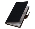 Washed Leer Bookstyle Wallet Case Hoesjes voor Nokia Lumia 900 Donker Blauw