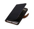 Washed Leer Bookstyle Wallet Case Hoesjes voor LG L65 Donker Blauw