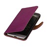 Washed Leer Bookstyle Hoesje voor LG L65 Paars