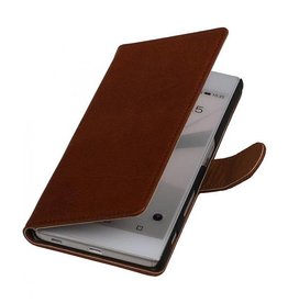 BAOHU Washed Leer Bookstyle Hoesje voor LG L Bello D335 Bruin