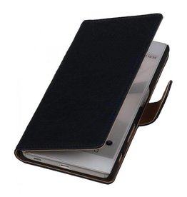 BAOHU Washed Leer Bookstyle Hoesje voor Huawei Ascend Y530 Donker Blauw