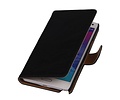 Washed Leer Bookstyle Wallet Case Hoesjes voor Galaxy Core LTE G386F Zwart