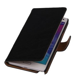 BAOHU Washed Leer Bookstyle Hoesje voor Samsung Galaxy Core LTE G386F Zwart