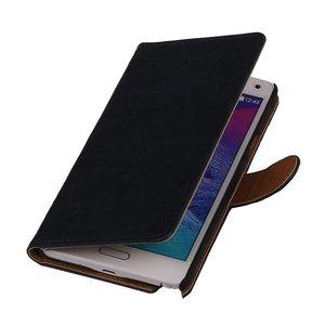 Washed Leer Bookstyle Wallet Case Hoesjes voor Galaxy Core LTE G386F Donker Blauw