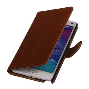 Washed Leer Bookstyle Wallet Case Hoesjes voor Galaxy Core LTE G386F Bruin