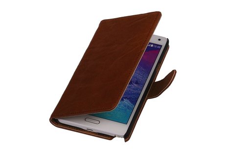 Washed Leer Bookstyle Wallet Case Hoesjes voor Galaxy Core LTE G386F Bruin