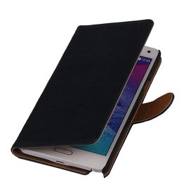 Washed Leer Bookstyle Hoesje voor Galaxy Ace 2 i8160 Donker Blauw