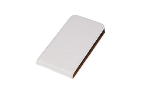 BAOHU Croco Classic Flip Hoesje - Geschikt voor Samsung Galaxy S4 mini i9190 Wit