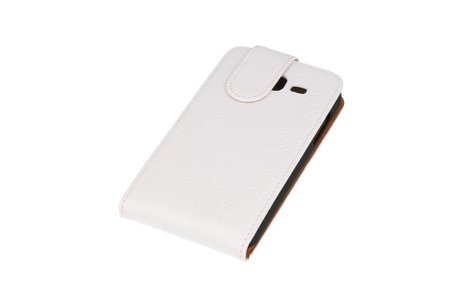BAOHU Croco Classic Flip Hoesje - Geschikt voor Samsung Galaxy S4 mini i9190 Wit