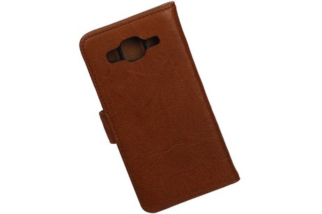 BAOHU Washed Leer Bookstyle Hoesje - Geschikt voor Samsung Z1 Z130H Bruin