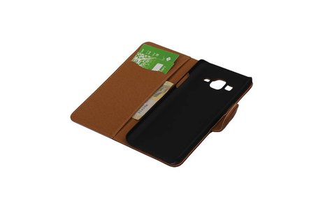 BAOHU Washed Leer Bookstyle Hoesje - Geschikt voor Samsung Z1 Z130H Bruin