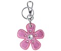 Trendy tas sleutelhanger met een Bloem Roze