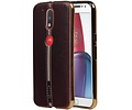 M-Cases Leder Look TPU Hoesje voor Moto G4 Bruin