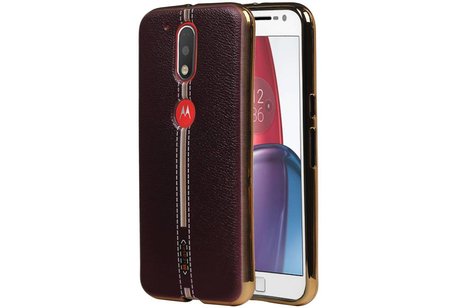 BAOHU M-Cases Leder Look TPU Hoesje - Hoesje Geschikt voor Motorola Moto G4 Bruin