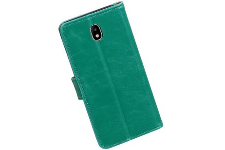 BAOHU Zakelijke Book Case Telefoonhoesje Geschikt voor de Samsung Galaxy J7 / 2017 Pro - Portemonnee Hoesje - Pasjeshouder Wallet Case - Groen