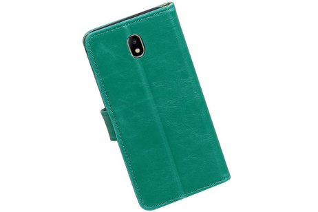 Pull Up TPU PU Leder Bookstyle Wallet Case voor Galaxy J7 / 2017 Pro Groen