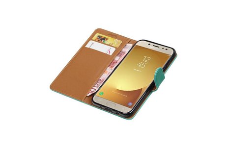 Pull Up TPU PU Leder Bookstyle Wallet Case voor Galaxy J7 / 2017 Pro Groen