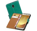 BAOHU Zakelijke Book Case Telefoonhoesje Geschikt voor de Samsung Galaxy J7 / 2017 Pro - Portemonnee Hoesje - Pasjeshouder Wallet Case - Groen