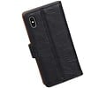 BAOHU Washed Leer Bookstyle Wallet Case Hoesje - Geschikt voor iPhone X Zwart