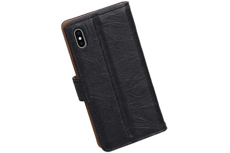 BAOHU Washed Leer Bookstyle Wallet Case Hoesje - Geschikt voor iPhone X Zwart