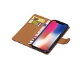 Washed Leer Bookstyle Wallet Case Hoesjes voor iPhone X Zwart