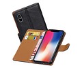 BAOHU Washed Leer Bookstyle Wallet Case Hoesje - Geschikt voor iPhone X Zwart