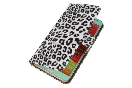 Luipaard Bookstyle Wallet Case Hoesjes - Hoesje Geschikt voor Samsung Galaxy Note 3 Neo Wit