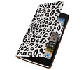 BAOHU Luipaard Bookstyle Wallet Case Hoes - Hoesje Geschikt voor Huawei Ascend G700 Wit