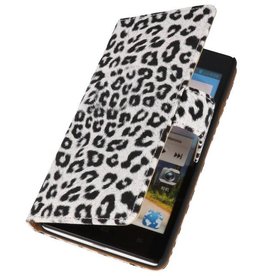 BAOHU Luipaard Bookstyle Case Hoes voor Huawei Ascend G700 Wit
