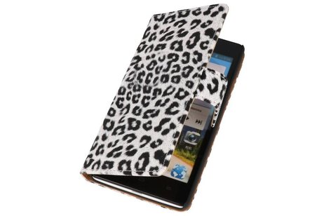 BAOHU Luipaard Bookstyle Wallet Case Hoes - Hoesje Geschikt voor Huawei Ascend G700 Wit