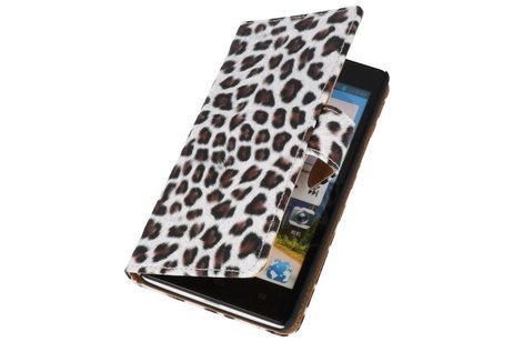 Luipaard Bookstyle Wallet Case Hoes voor Huawei Ascend G700 Bruin