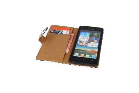 Luipaard Bookstyle Case Hoesjes voor Huawei Ascend G525 Bruin