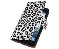 Luipaard Bookstyle Wallet Case Hoesjes voor Huwaei Ascend G510 Wit