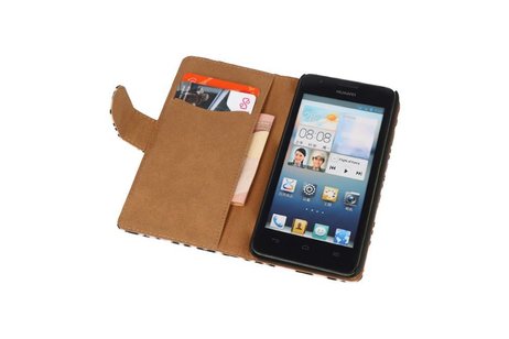 Luipaard Bookstyle Wallet Case Hoesjes voor Huwaei Ascend G510 Wit