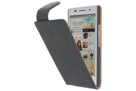 BAOHU Devil Classic Flipcase Hoesjes - Hoesje Geschikt voor Huawei Ascend P6 Zwart
