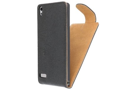 BAOHU Devil Classic Flipcase Hoesjes - Hoesje Geschikt voor Huawei Ascend P6 Zwart