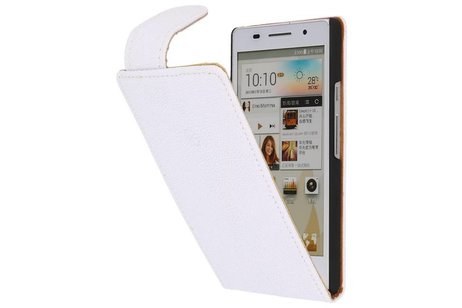 BAOHU Devil Classic Flipcases Hoesjes - Hoesje Geschikt voor Huawei Ascend P6 Wit