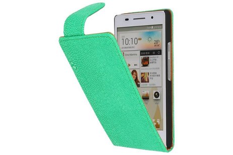 BAOHU Devil Classic Flipcase Hoesjes - Hoesje Geschikt voor Huawei Ascend P6 Groen