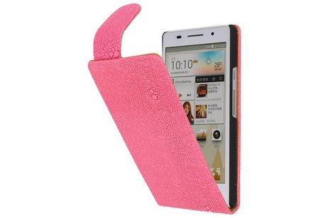 BAOHU Devil Classic Flipcase Hoesjes - Hoesje Geschikt voor Huawei Ascend P6 Roze